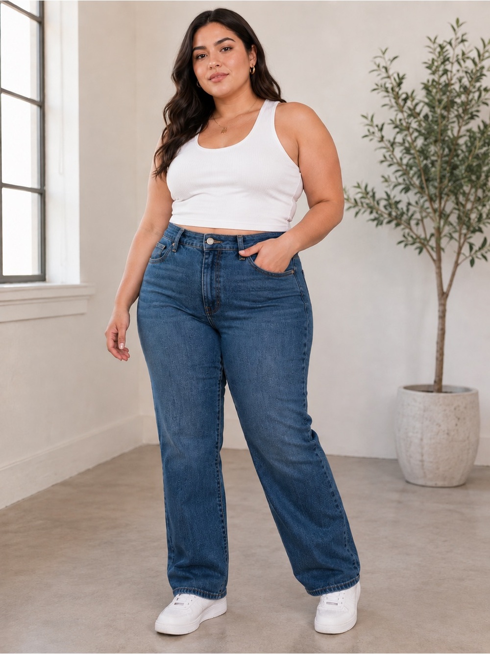 Terra & Sky Straight-Leg Jeans in Dark Blue